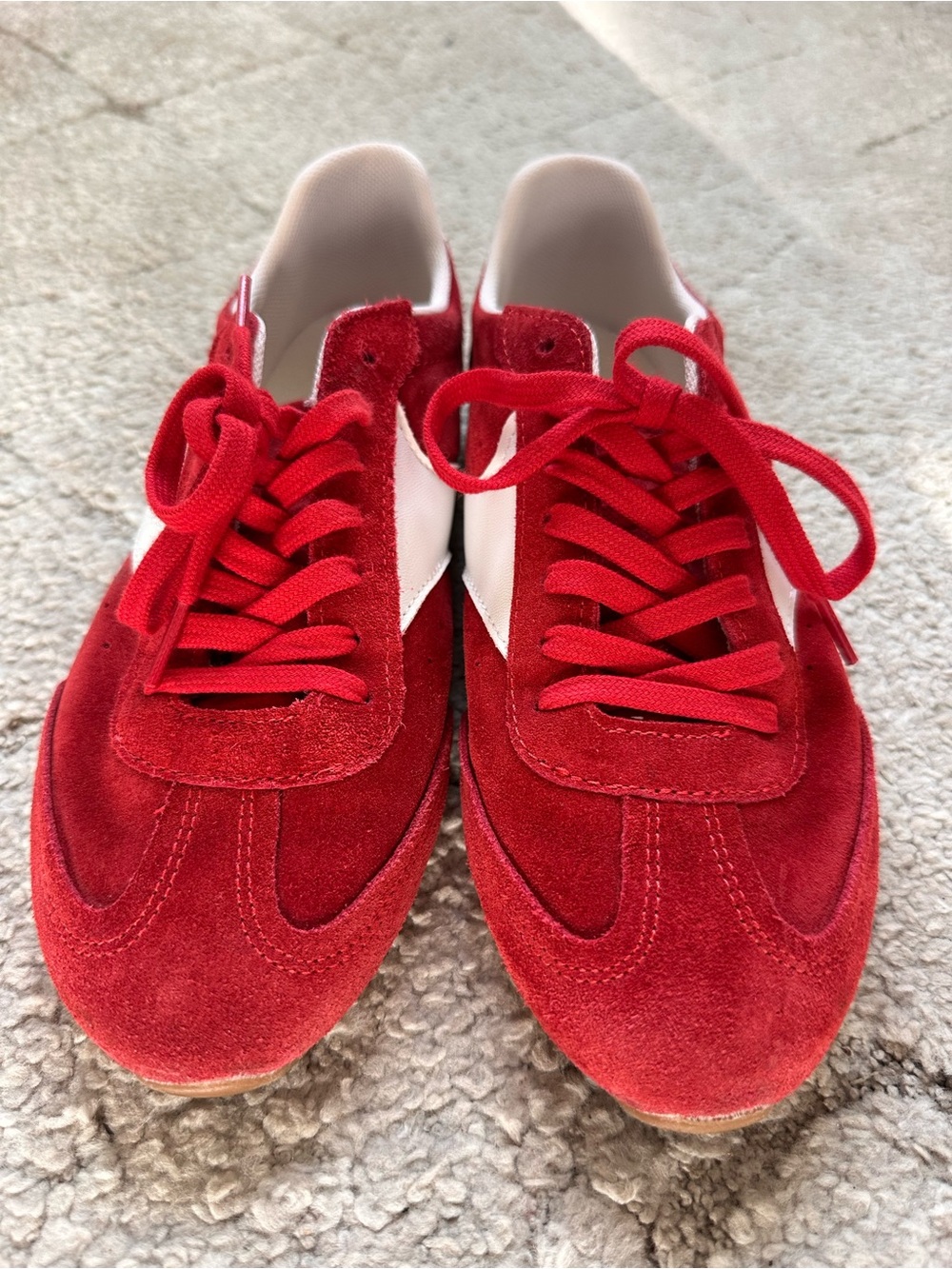 Mila Paoli Red Suede Sneakers with White Stripe - Picture 4 of 8